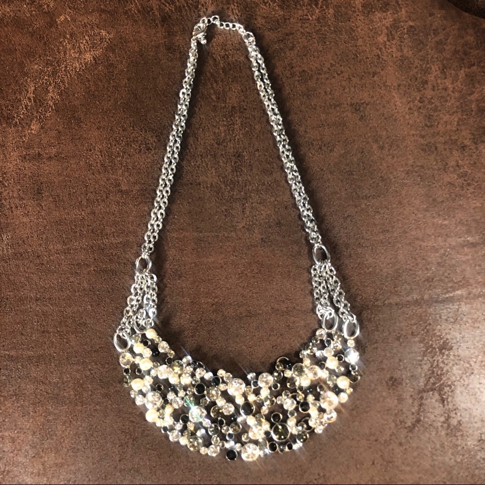 Silver & Rhinestone Statement Necklace